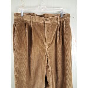 Vintage Mens Brown Corduroy Pants Trousers 36 Pleated Front‎ Actual 33X33 Baggy